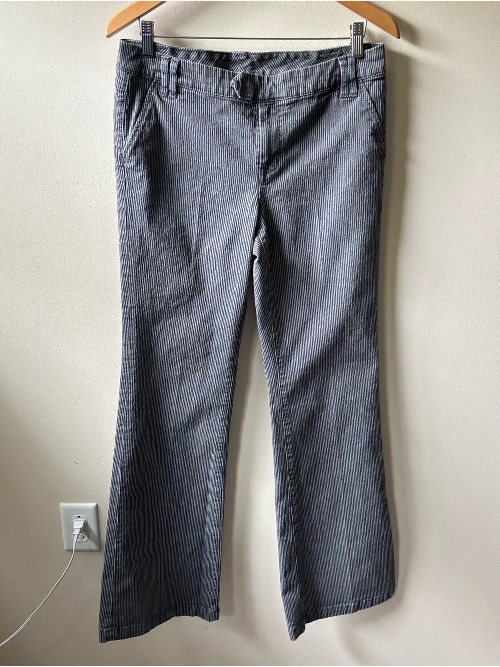 CAbi Gray and Black Pinstripe Jeans